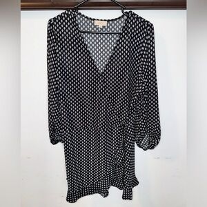 Loft Outlet Women's Black Wrap Dress V-Neck Boho Mini Size 14